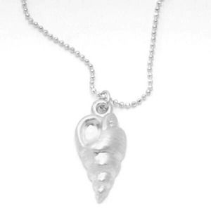 Sheila Fajl Shiny Silver Plated Seashell Charm Pendant on Box Chain Necklace